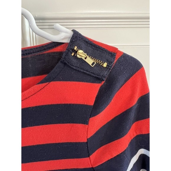 The Limited Size Small Navy‎ Blue/White/Red Striped Shirt 3 Quarter Sleeve - Picture 3 of 5